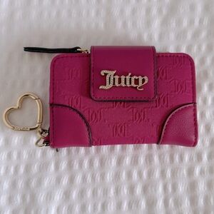 Juicy Couture Tri fold Raspberry (fuchsia)Wallet with Heart Charm key holder